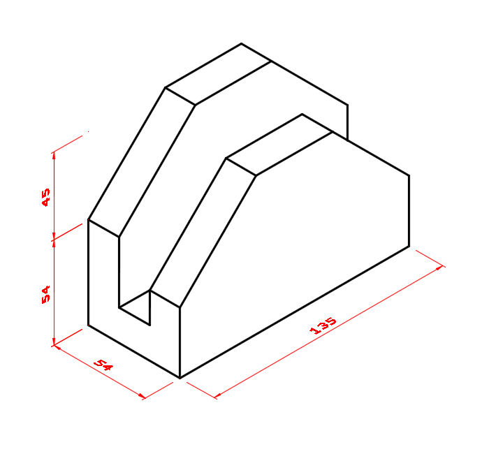 freehand drawing with sloping surfaces