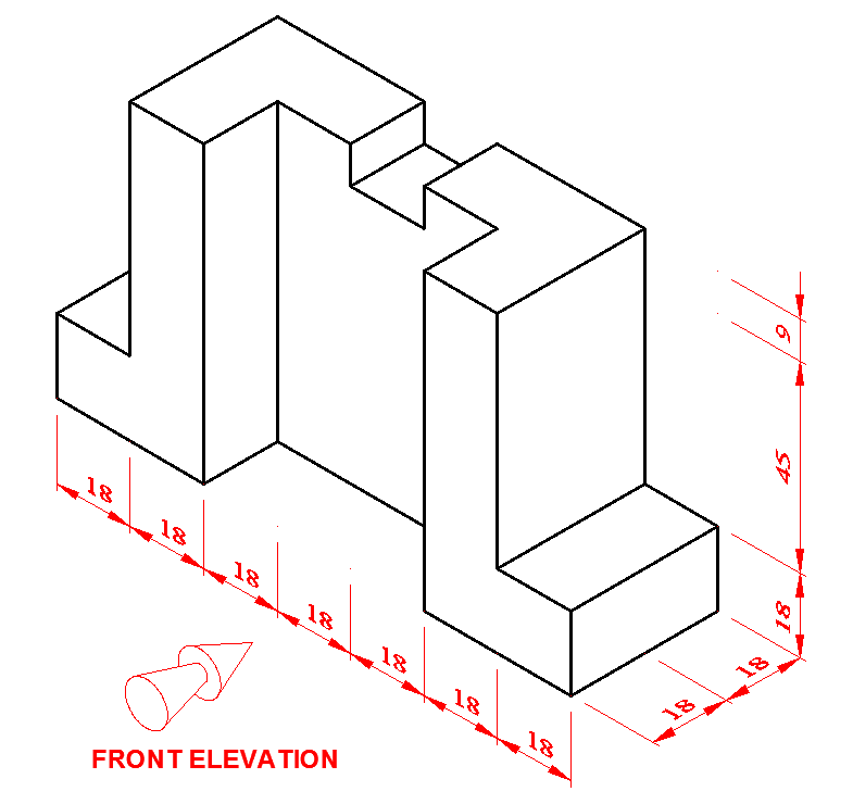 hidden lines first angle projection