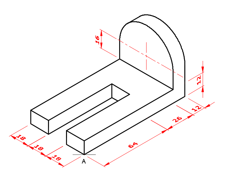 isometric projection semicircle