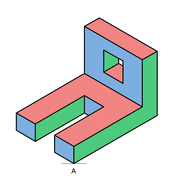 isometric projection slotted object
