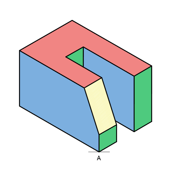 isometric view of a sloped object