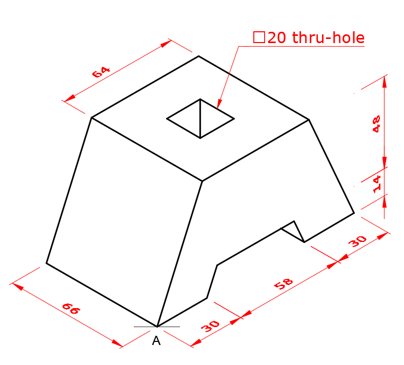 oblique projection sloping block