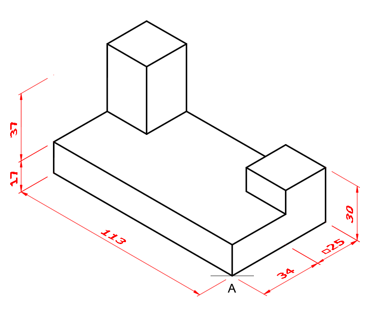 planometric projection block straight lines