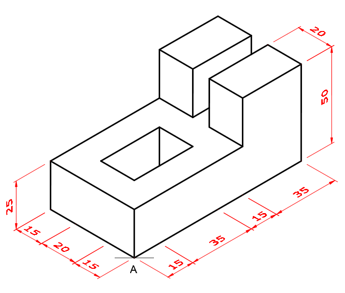 planometric projection block with steps