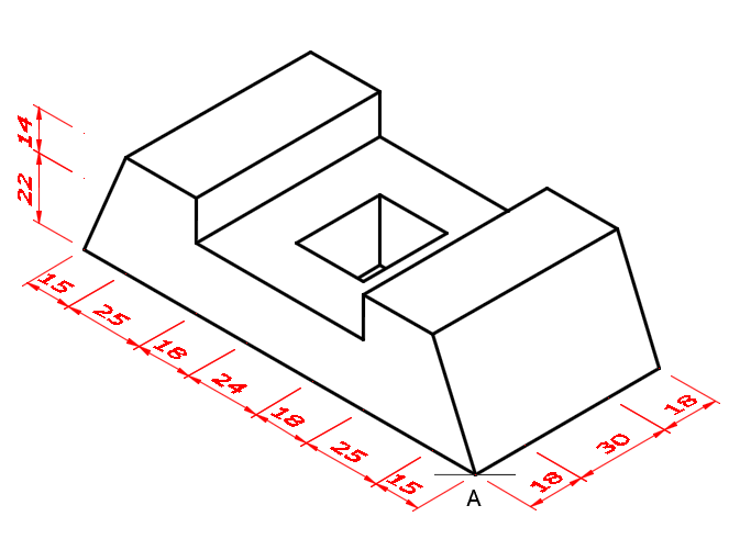 planometric drawing machine component